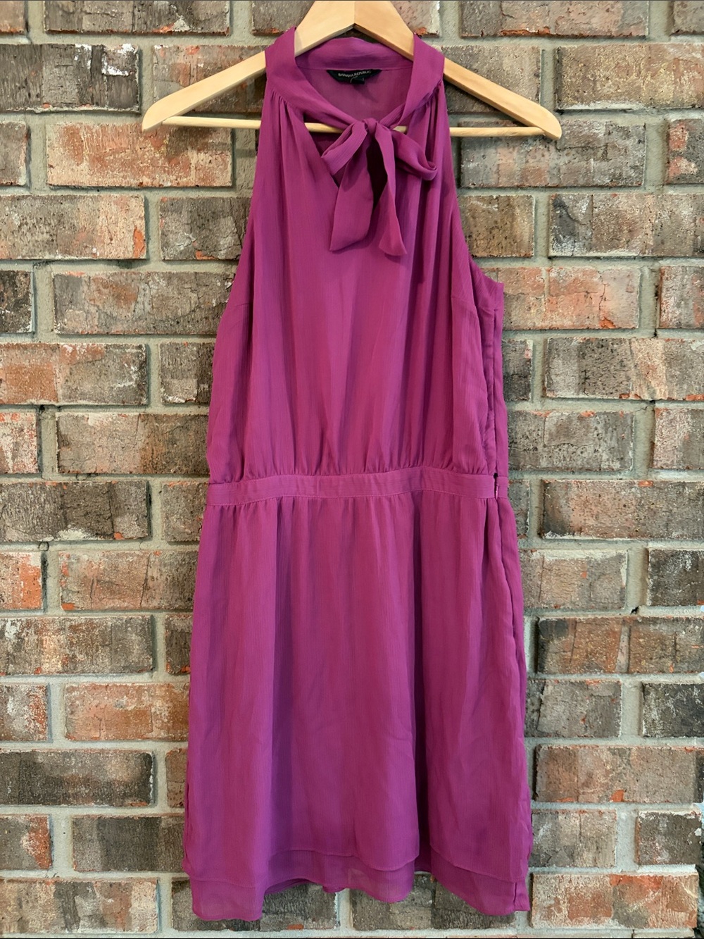 Banana Republic Sleeveless Tie-Neck Fuchsia Dress